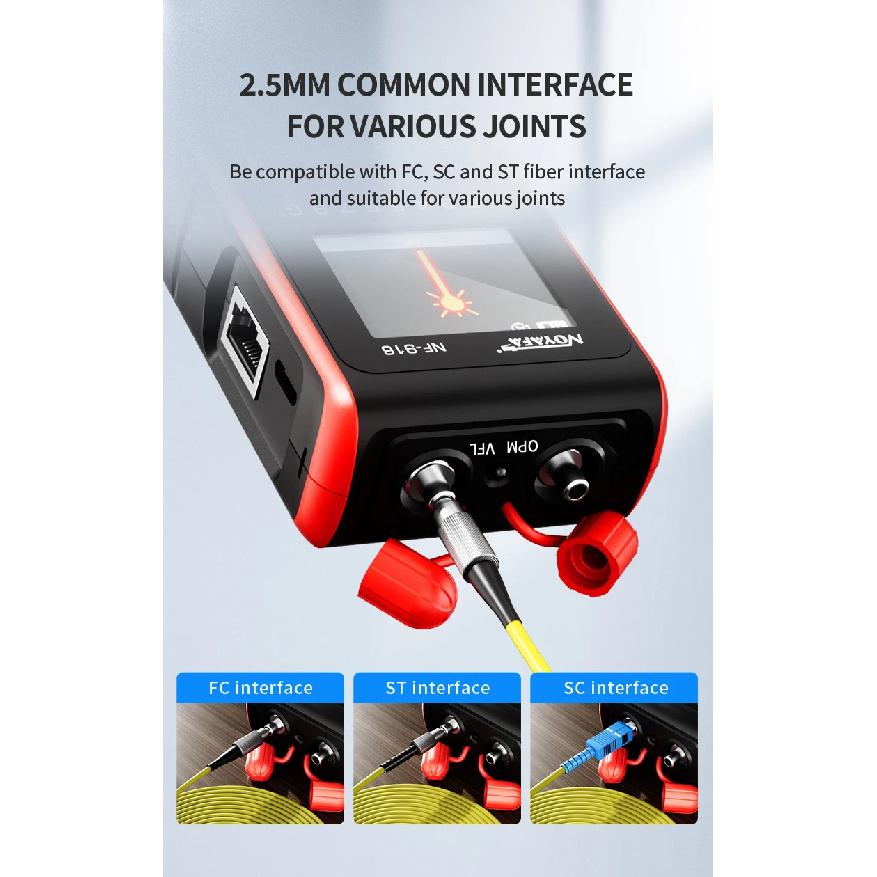 NOYAFA 4 In 1 Fiber Optical Power Meter Visual Fault Locator NF-916 VFL REF FC SC ST LCD Display Optic Cable Tester Network Tool