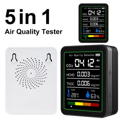 5 In 1 Carbon Dioxide Detector USB Rechargeable Temperature Humidity Monitor CO 2 Air Quality Monitor for Air Quality Detecting