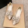 Fashion Summer Pointed Toe Pearl With Bow Mesh Breathable Shoes for Women 2025 Quick Delivery Chic and Elegant Comfortable Woman Flats