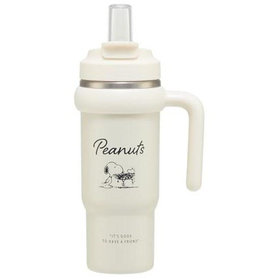 Skater Straw Tumbler 830ml Insulation Cold Retention Handle 2WAY Direct Drinking Snoopy Badge STSTB9-A