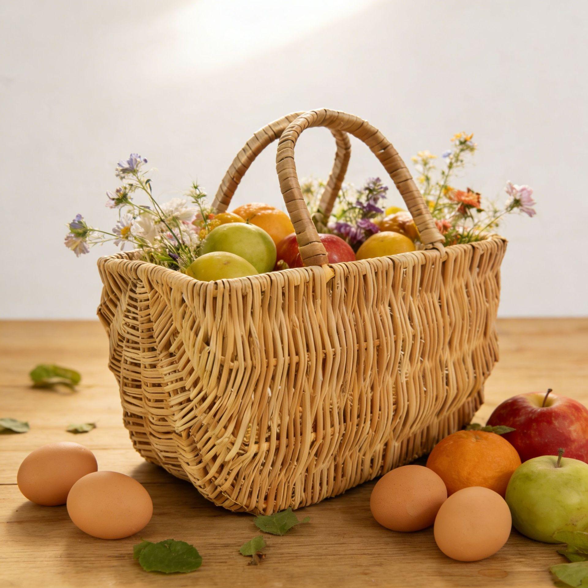 

Artistic Retro Handmade Willow Woven Basket: Handbag, Shopping, Picnic, Gift, and Storage 42x21x26 cm