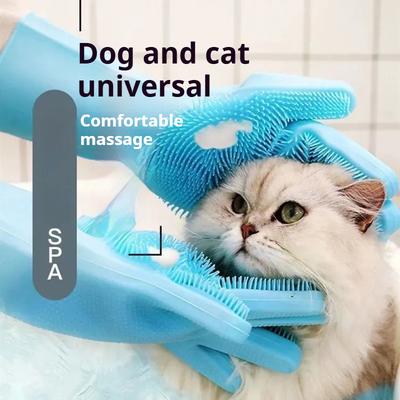 Pet Products Bath Massage Hair Removal Silicone Brush Gloves