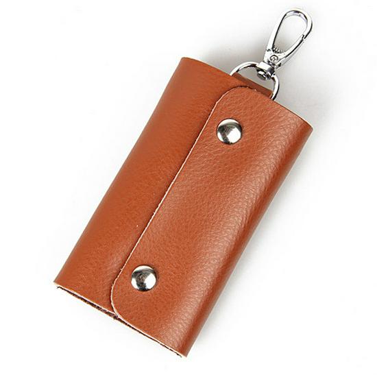 Candy Color Genuine Leather Key Bag - Unisex Cowhide Key Holder