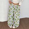 Women's Casual Christmas Print Elastic Waist Loose Fit With Plush Wide Leg Pants