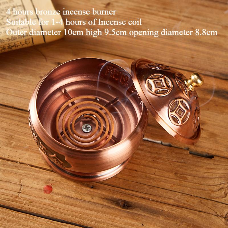 

Archaize Color Engraved Chinese Character Large Incense Burner Temple Offering Buddha Home Tabletop Placed Incense Coil Censer