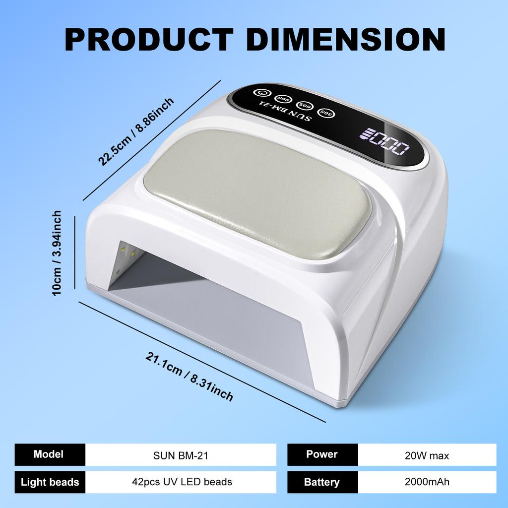 Professional UV LED Nail Lamp 42 Lamp Beads Dryer Rechargeable with LCD Display Gel Curing Light Suitable for Nail Salon Tools