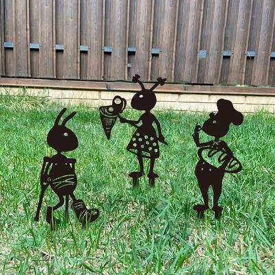 Metal Ant Gardening Ornaments Yard Metal Art Backyard Lawn Stakes Decorative Ant Garden Decorative Ground Plugs