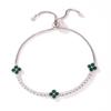 Gold Plated Clover  Pull Adjustable Bracelet Dainty  Flower Bangle Elegant Jewelry Gift For Women