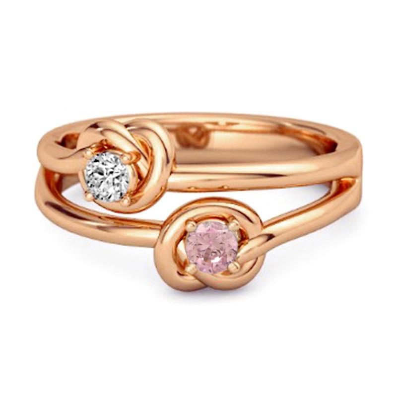 925 Sterling Silver Rose Gold Vermeil Pink Topaz Infinity Knot Bypass Women Wedding Ring 9 розового золота