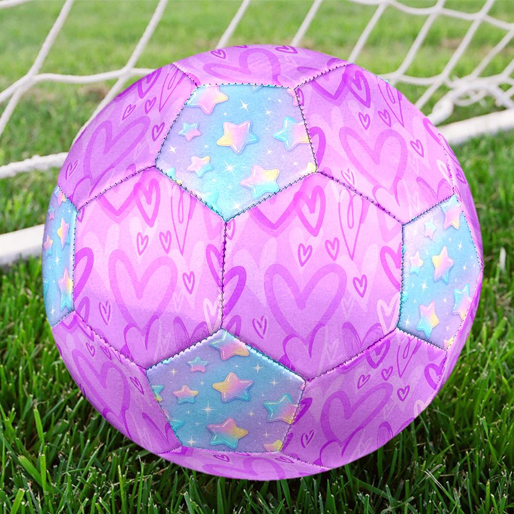 1PC Purple Heart Pastel Gradient Stars Soccer Ball Size 5 Football Machine Sewn Indoor/Outdoor Universal Football Gift W75