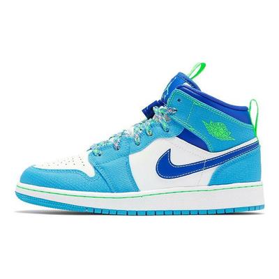 Air 1 Mid SE GS Sprite Barnsneakers Blå Mörk-Puder-Blå Racer-Blå DA8010-400