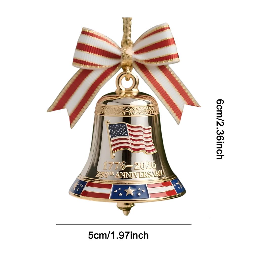 United States 250th Anniversary Bell Vintage-Style Metal Commemorative Bell for Collectors Patriotic Christmas Tree