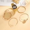 5-piece Set of Minimalist Commuting Quartz Watch Strap and Mother of Pearl Bracelet with Square Large Dial Without Gift Box