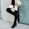 Fashion 2025 New Fashion Pointed Toe Over-The-Knee Boots Women Red Zipper High Heels Shoes Winter Striptease Motorcycle Long Botas