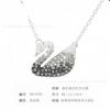 Womens Gradient Blue Swan Necklace Classic Clavicle Chain Fashion Jewelry