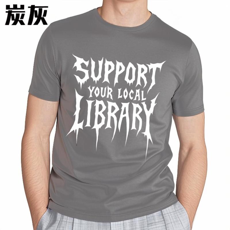 Grafisches Sommer-T-Shirt für ihn Unterstütze deine lokale Bibliothek Kurzarm Neu eingetroffen O-Ausschnitt T-Shirt Rundhalsausschnitt Kurzarm-T-Shirt