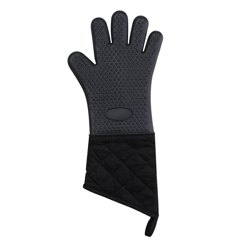1/2Pcs Silicone Microwave Gloves Oven Mitts Heat Resistant BBQ Gloves With Cotton Lining Anti-Scalding Baking Gloves For Kitchen