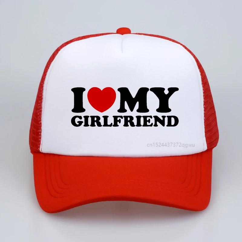 Funny I Love Heart My Girlfriend Hat Cotton Streetwear Pop Summer Visor Baseball Cap Adjustable Mesh Breathable Trucker Hat