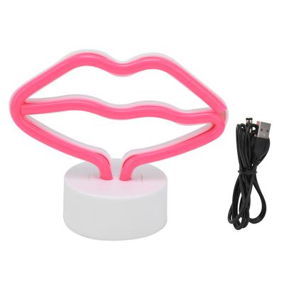 Neonowe znaki LED w kształcie ust ze stojakiem Zasilana przez USB lampa neonowa na przyjęcie w pokoju dziecka