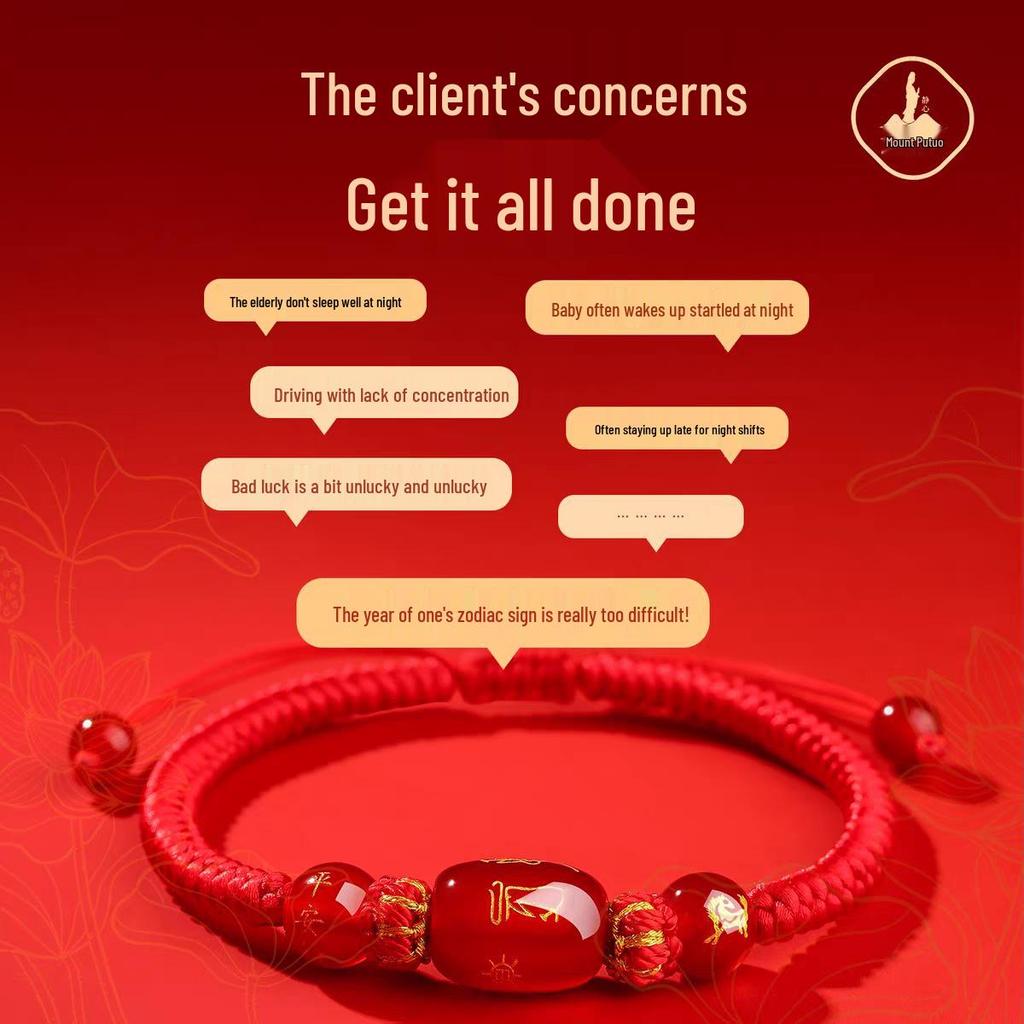 Putuoshan 2026 Jahr des Pferdes Rotes Schnurarmband - Damen Amulett aus gewebter Kordel für Pferd, Ratte, Ochse, Hase, Tai Sui