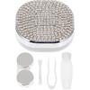 Healifty Contact Lens Case Portable Travel Kit Rhinestones Holder Container with Mirror Tweezer Remover Solution Bottle