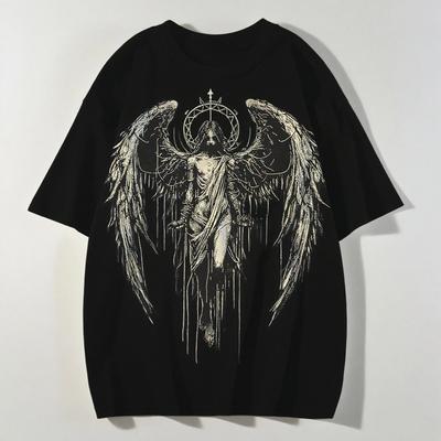 2025 Amerikanischer Teufel Stil Bedrucktes Kurzarm Sommer Freizeitmode Top Rundhalsausschnitt Baumwolle Kühl Atmungsaktiv T-Shirt