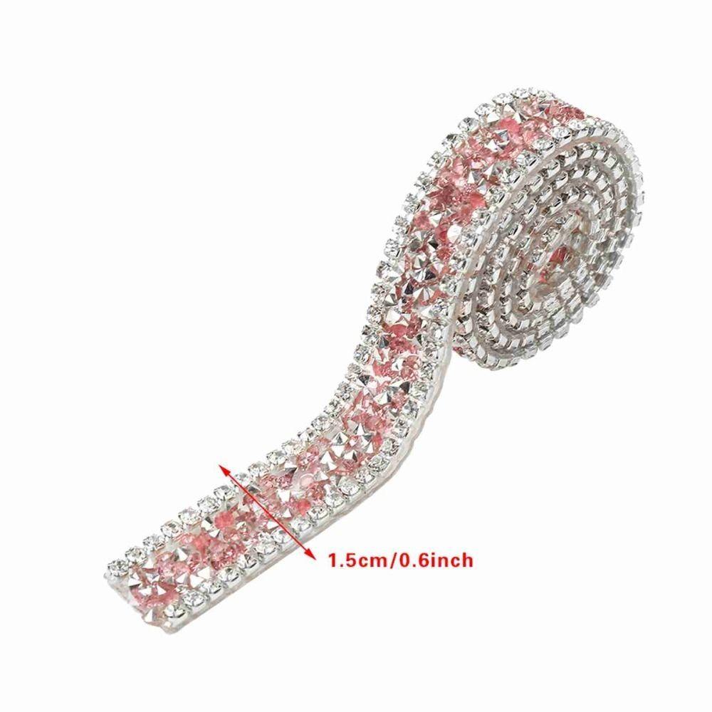 1pcs Hotfix Trim Crystal Trim Ribbon 1 Yard Length Diamond Mesh Wrap Rhinestone Ribbon  For Sewing