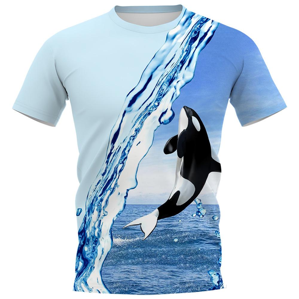 

Футболка с 3D-рисунком морских существ, напечатанным на мужской футболке, с круглым вырезом и короткими рукавами, повседневная 6XL