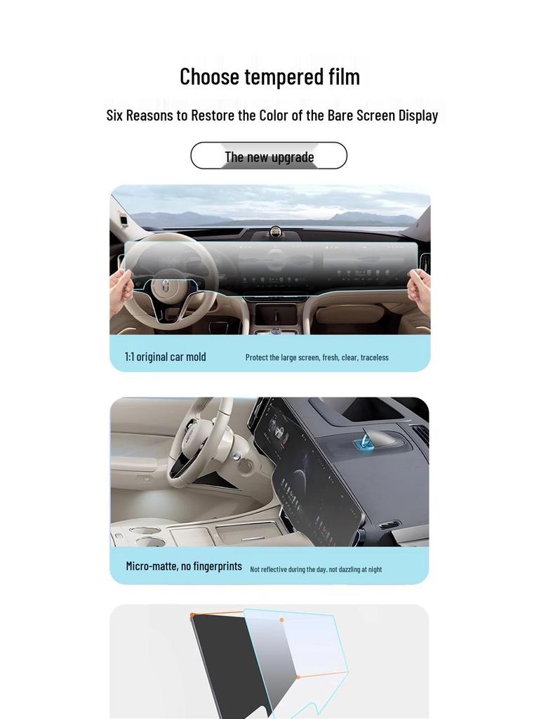 HD Frosted Tempered Glass Screen Protector for AITO M9/M8/Zunjie S800 (25 Models) Central Control Navigation