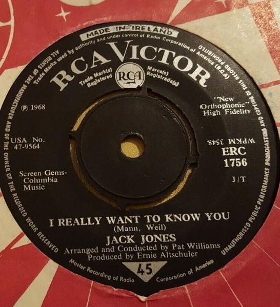 

7inch Record JACK JONES I Really Want To Know You ERC1756 RCA Victor 1968 Ireland Pop Used