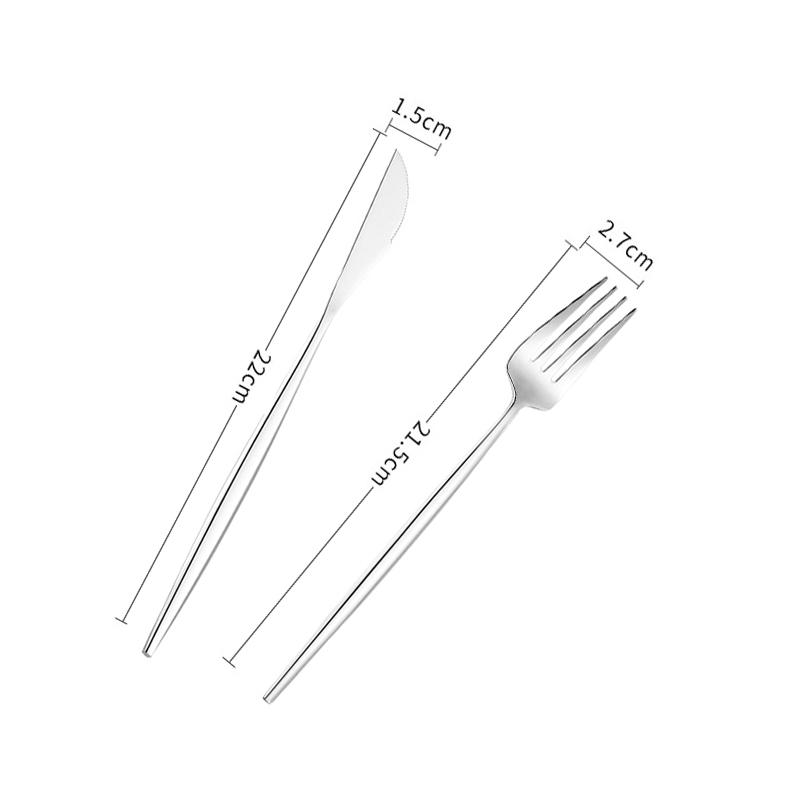 Nordic Gold Rim Steak Knife & Fork Plate Set - Western Dining & Breakfast Tableware