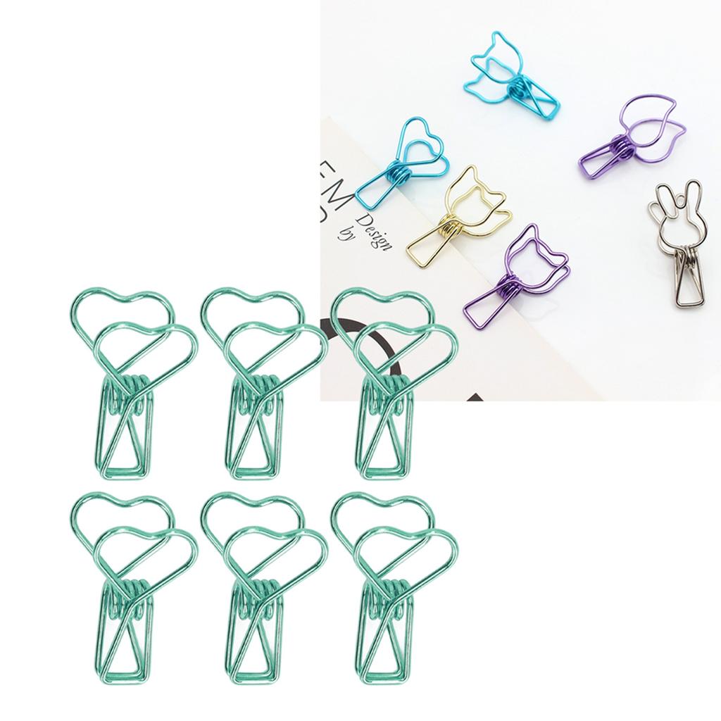 100pcs   Clips Cute Cartoon Heart Shape Metal Hollowed   Tail Clips Paper Clamps   Supplies