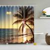 Customized Blue Sky Beach Shower Curtain Modern Scenery Print Bathroom 3D Blackout Curtain Large 180x200cm for Bathroom Cortina