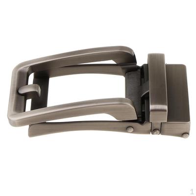 Mens Business Solid Metal Automatic Ratchet Leather Belt Buckle Replacement - Light Gray Black, As