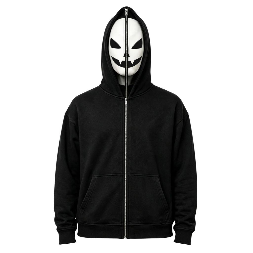 Children's Casual Halloween Zip-Up Hoodie with Fun Graphic Print for Boys and Girls