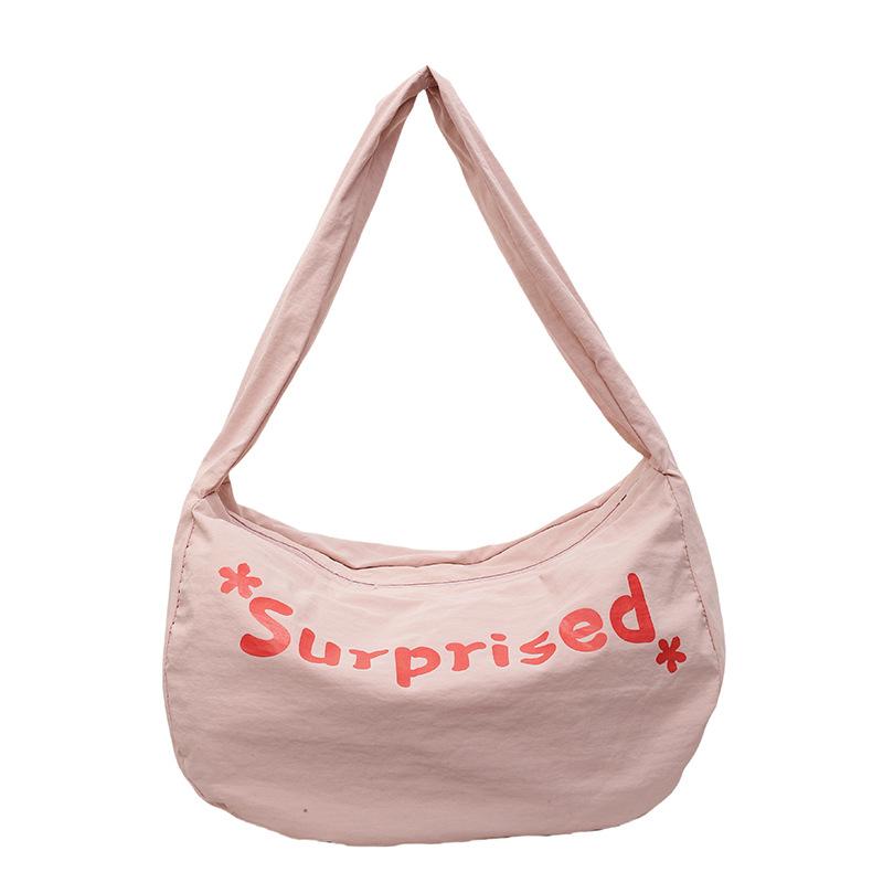 

Нейлоновая сумка Женская на плечо через плечо Студенческая большой вместимости Сумка-тоут для поездок на работу розовый