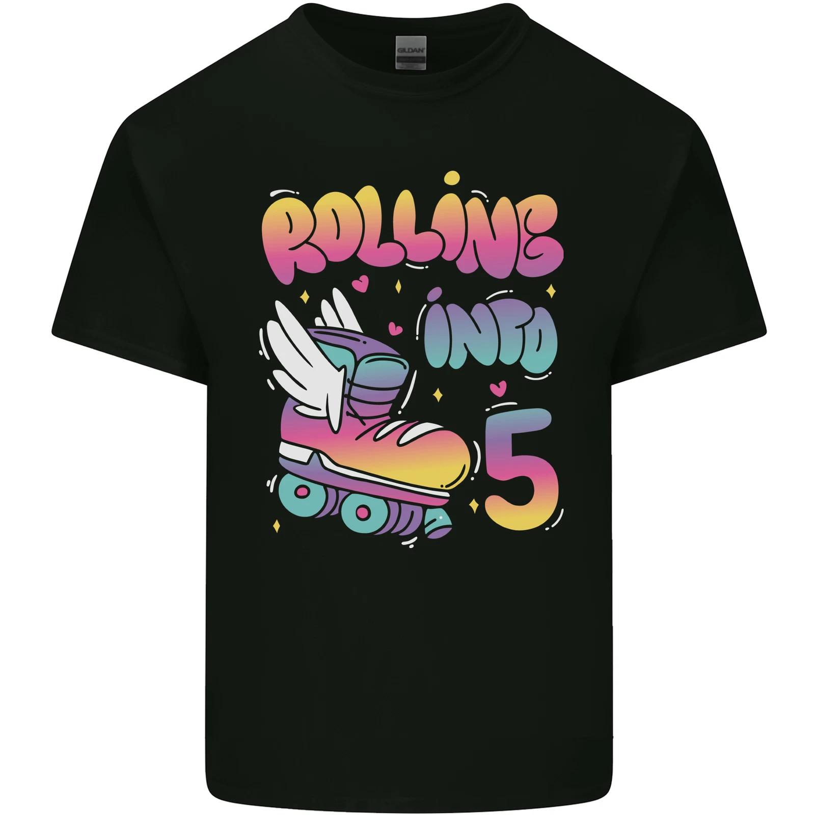 5th Birthday Roller Skating 5 Year Old Kids T-Shirt Childrens S