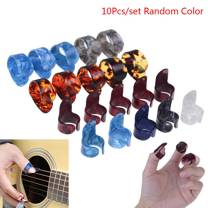 Gitarre 10 Stück Plektrum Nagel Picking Daumen Finger Picks Edelstahl Zelluloid
