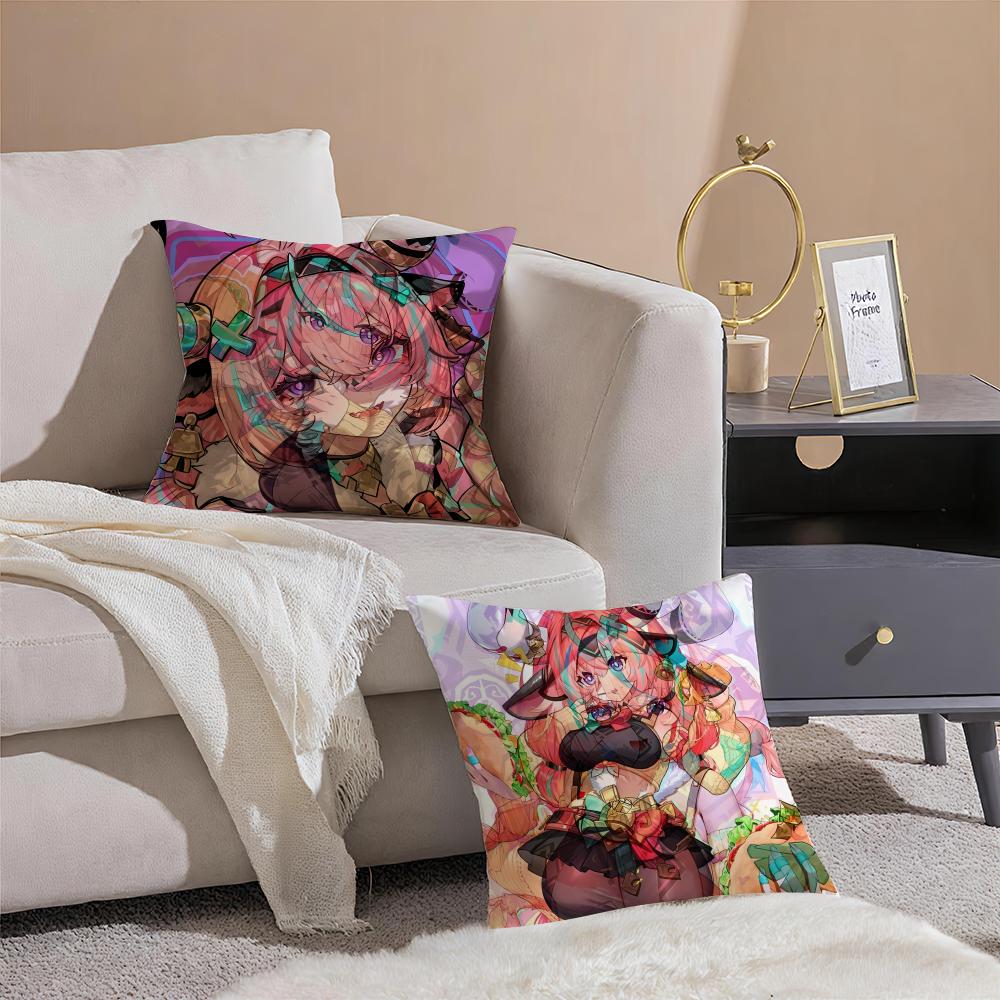 Hot Anime G-Genshin Impact V-Varesa Pillow Case Sofa Living Room Bedroom Headboard Backrest Cushion Square Cushion