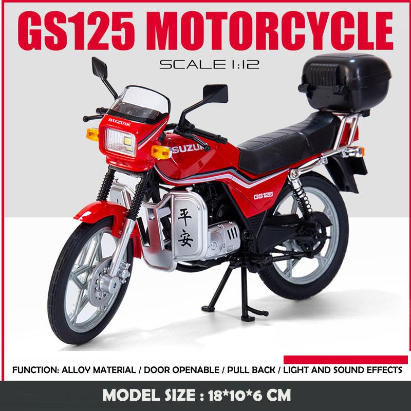 

Simulation 1:12 SUZUKI GS125 Vintage Motorcycle Model Diecast Toy Vehicle With Sound And Light Hobby Collections Home Decor