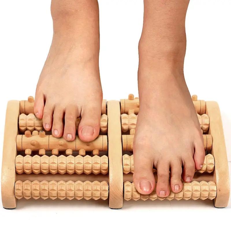 Massage Foot Roller Dual Wooden Stress Relief Roller Acupressure Massage Plantar Relaxation Shiatsu Massage for Foot Leg Back