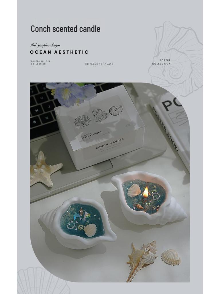 Romantic Conch Seashell Scented Candle Set – Smokeless, Niche Gift with Creative Fragrance