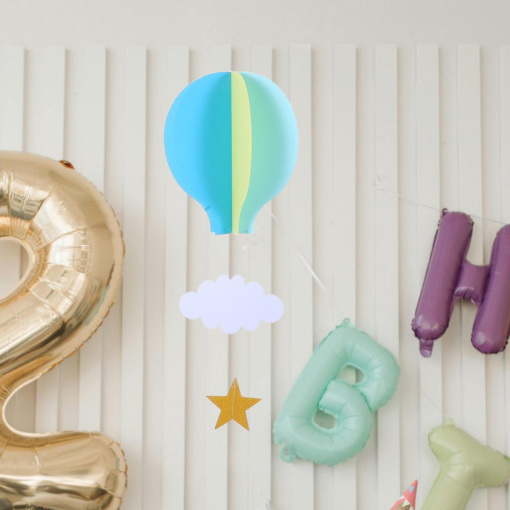 4 Pcs 3d Paper Pendant Hot Air Balloons Clouds Stars Hanging Ornaments Cloud Home Decor Air Balloon Decorations (Random Color)