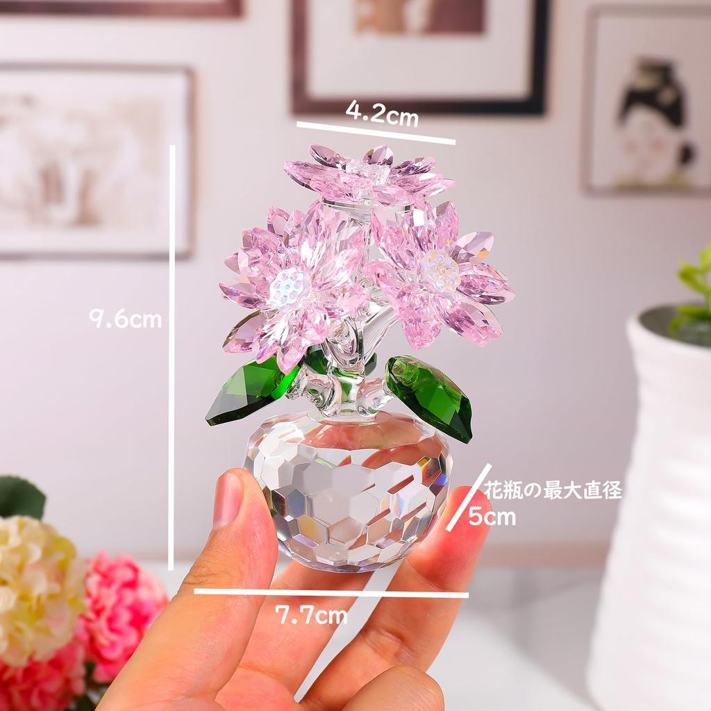 K9 Crystal Pink Lotus Flower Crystal Flower Figurine Birthday Gift for Women Popular Retirement Gift for Mother Wedding Anniversary Gift Wedding Gift