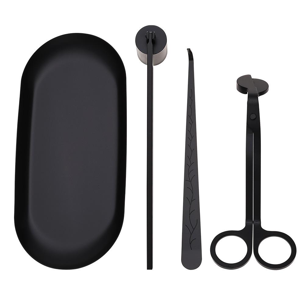 Kerzenlöscher und Schere aus Edelstahl Schwarz Aromatherapie-Werkzeug 4-teiliges Set