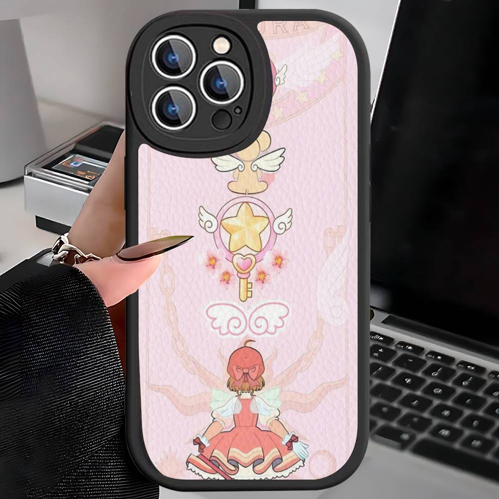 C-Cardcaptor Sakura Phone Case for iPhone 16 15 14 11 12 13 Pro Max Plus Back Leather Shell
