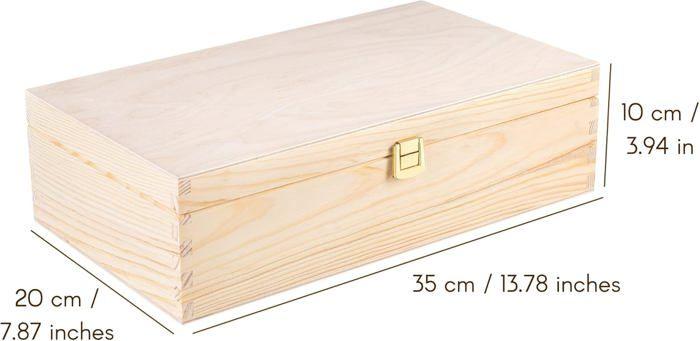 Unpainted Wooden Wine Crate Gift Box | Storage Box | 2 Bottles | 35 X 21 X 11 Cm - CREATIVE DECO