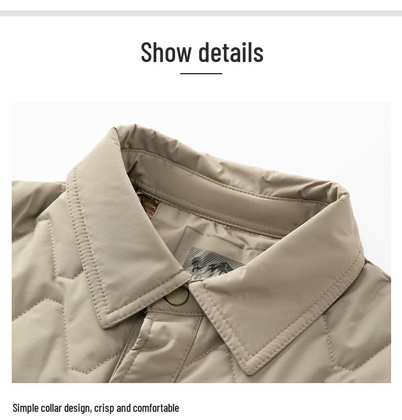 Men's Lightweight Winter Cotton Casual Jacket - Warm Lapel Coat for Middle-Aged Men