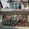 Toile de fond polyester Route 66 2D, Arrière-plan Vintage Moto Biker pour Fête de Biker & Décor Mural