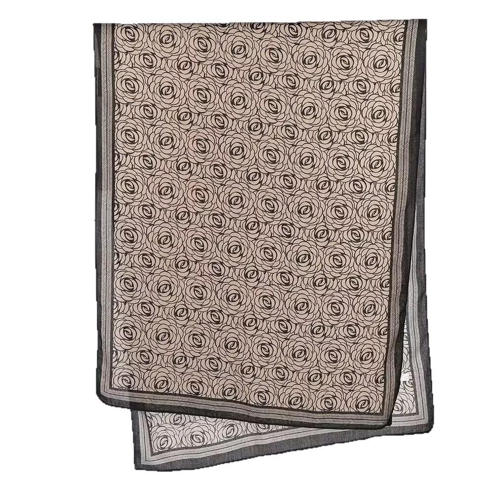 French new rose scarf, shawl around the scarf, spring and summer thin silk scarf, women's fashion neck scarf dual-purpose